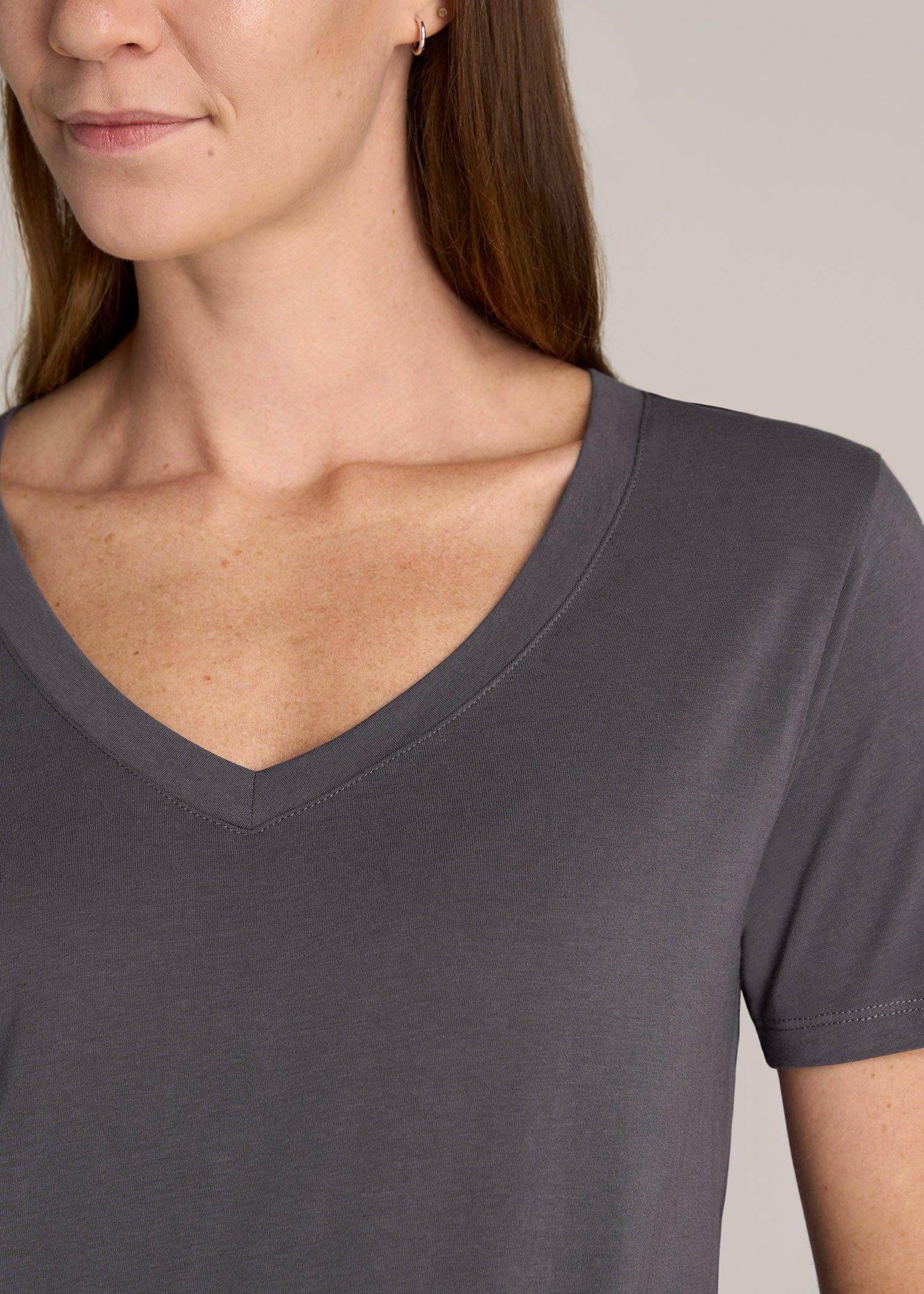 Scoop V-Neck Tee for Tall Women in Charcoal Female Product Image
