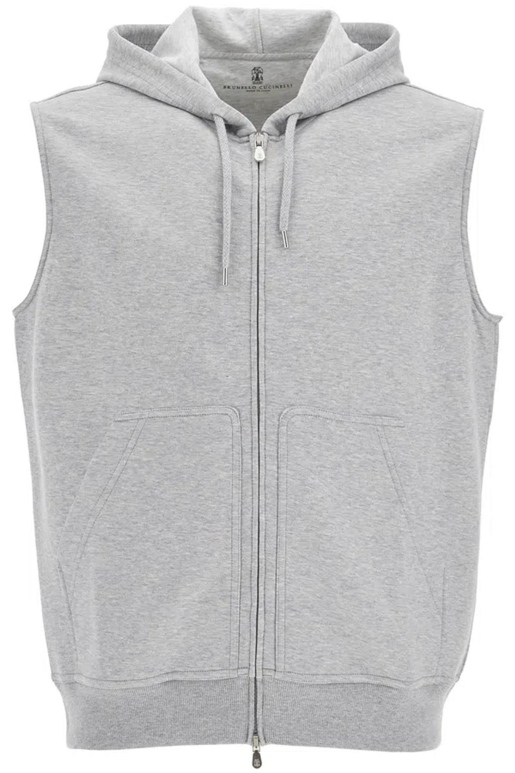 Hooded Jersey Vest With Hood In Grau Product Image