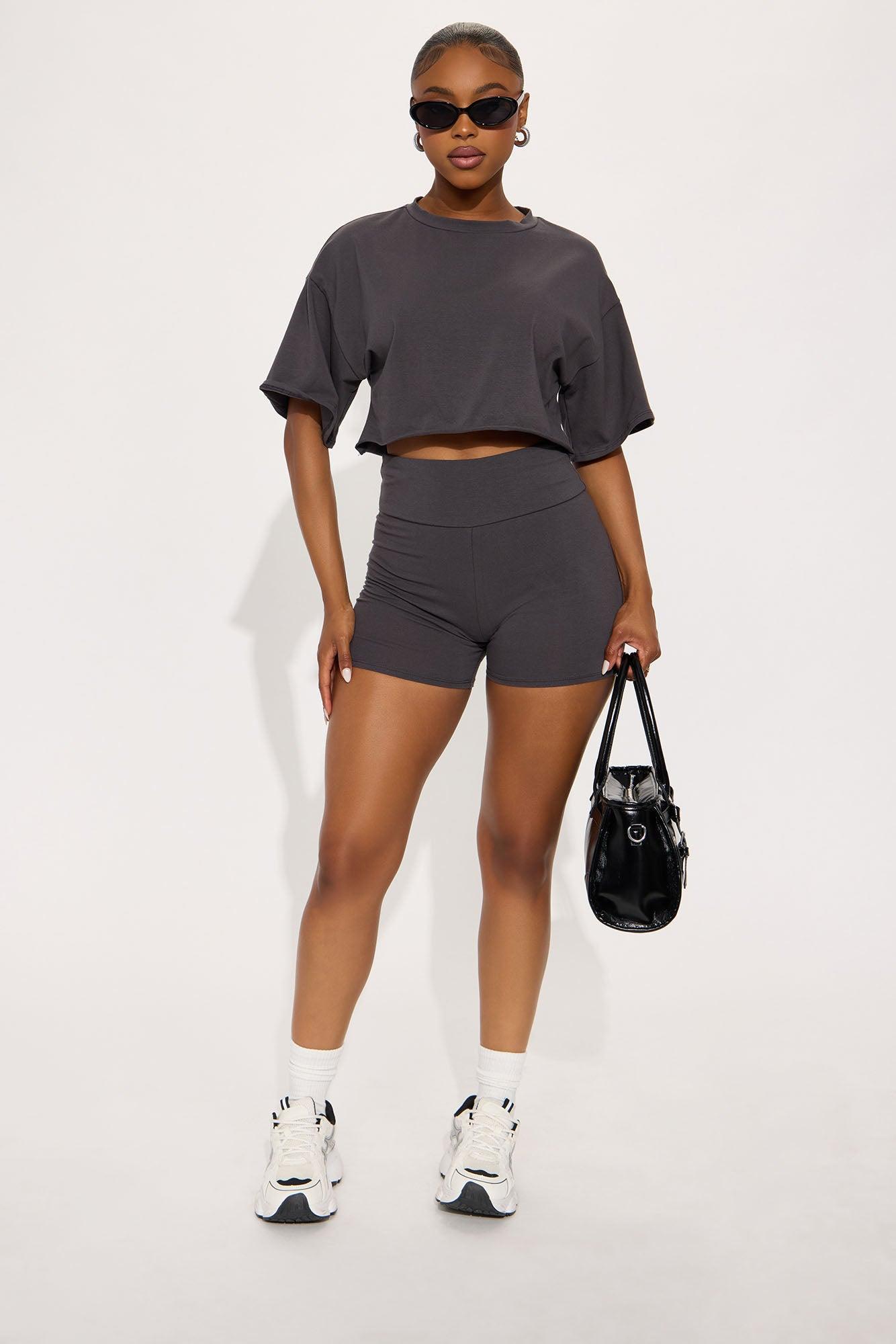 My Go To Biker Short Set - Charcoal Female Product Image