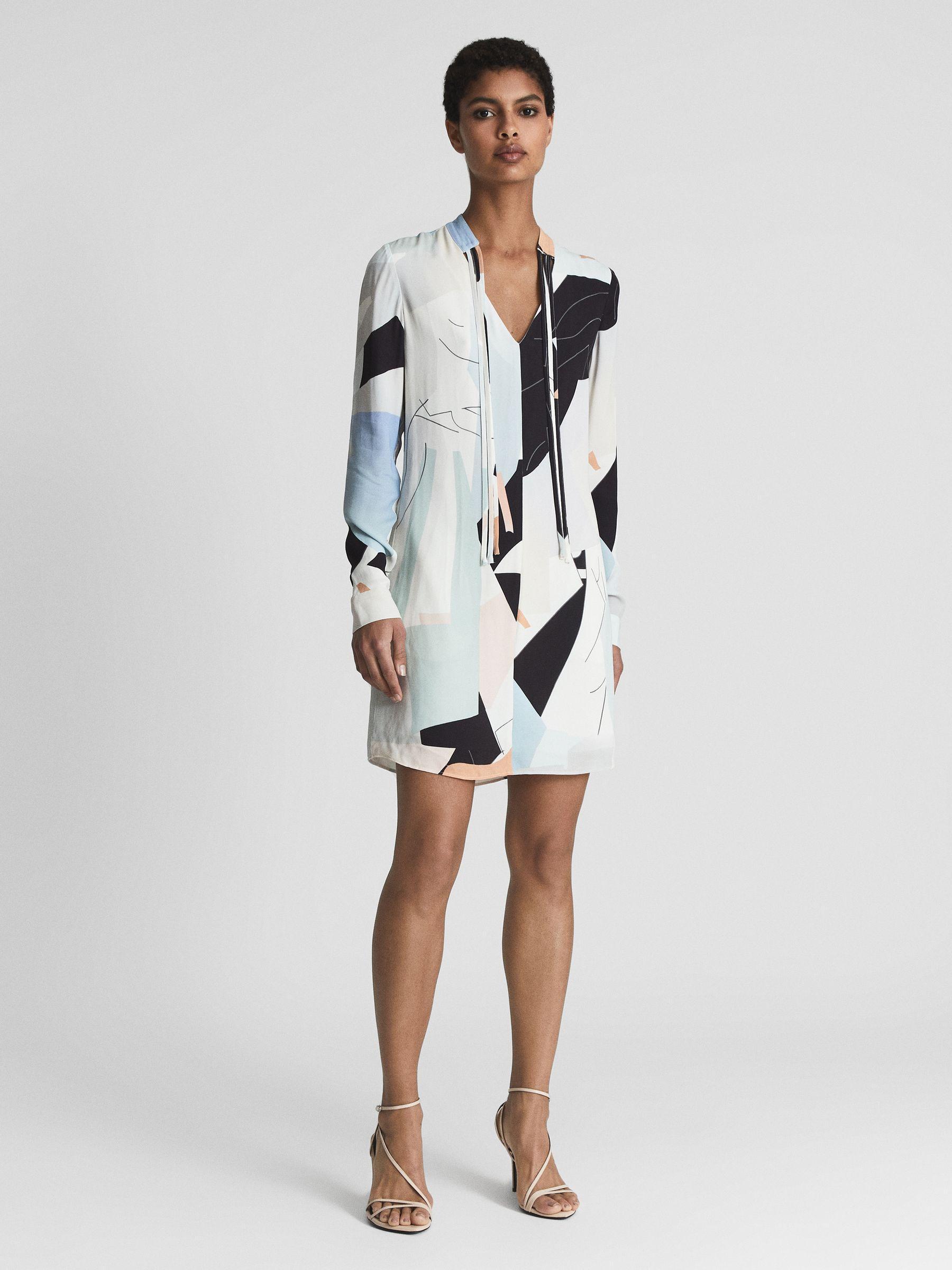 Abstract Print Mini Dress in Blue Product Image