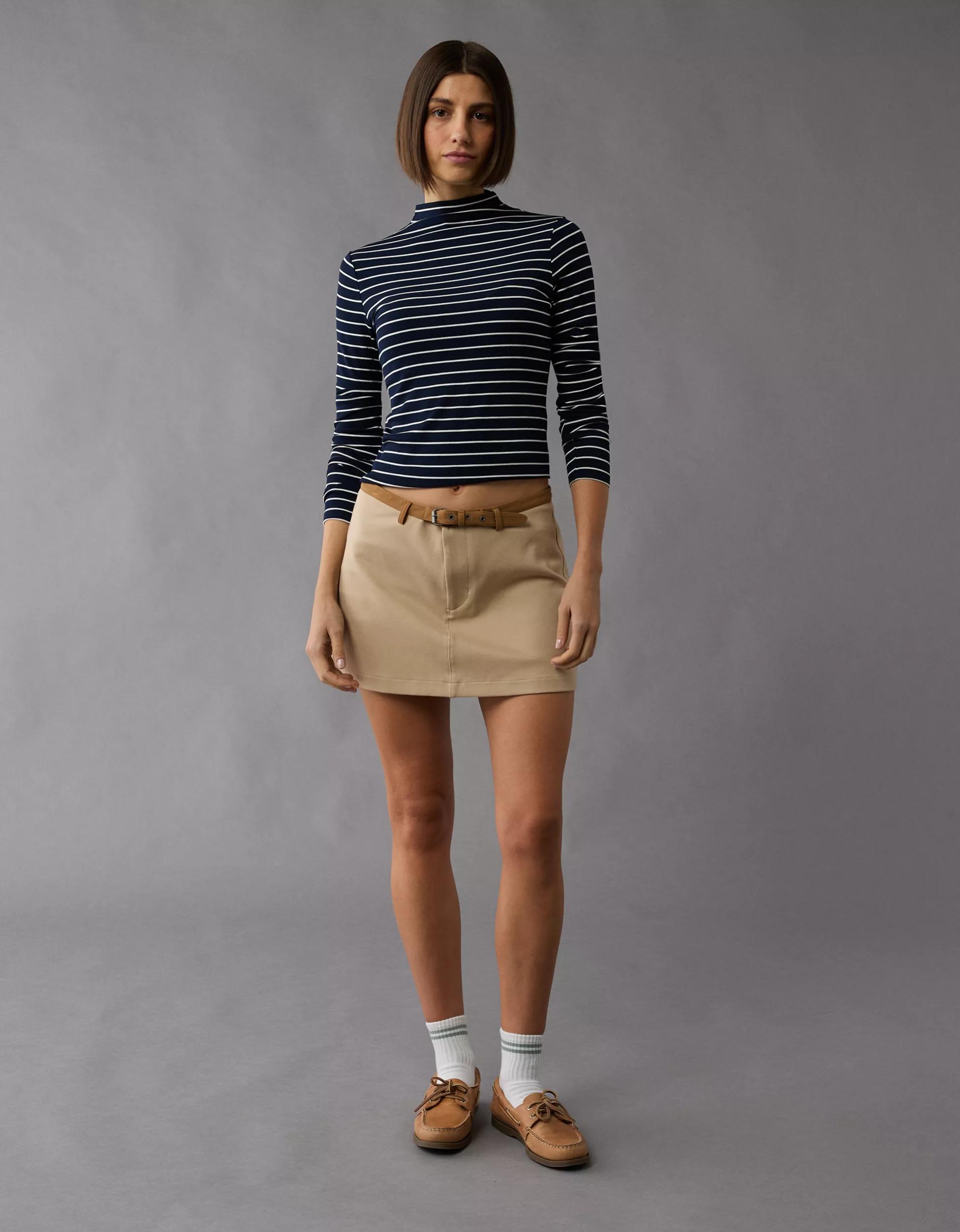 AE Soft & Sexy Long-Sleeve Mock Neck T-Shirt Product Image