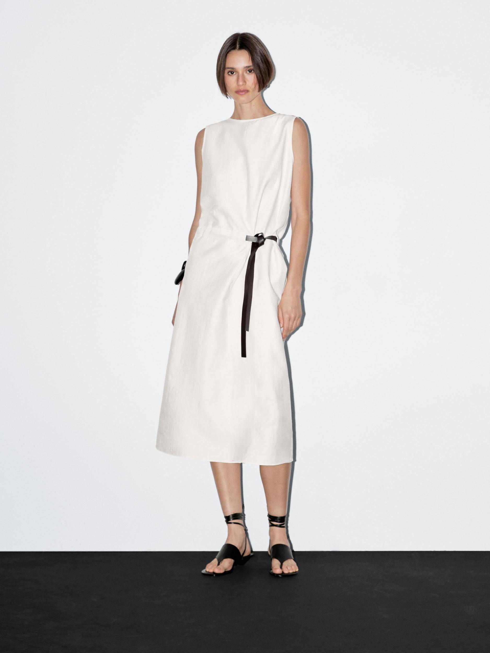 Midi dress with belt detail Product Image