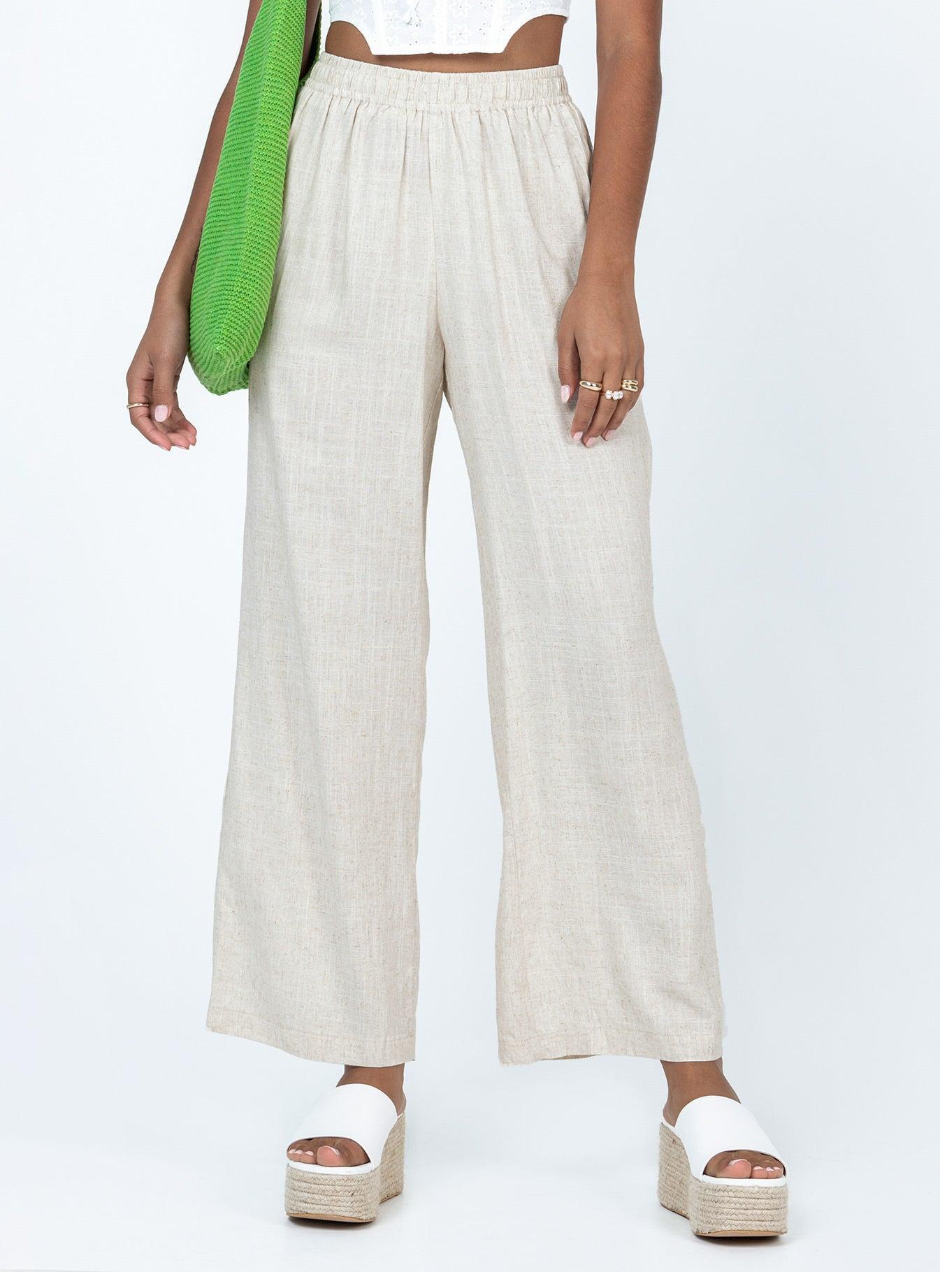 Louis Linen Blend Pants Beige Product Image