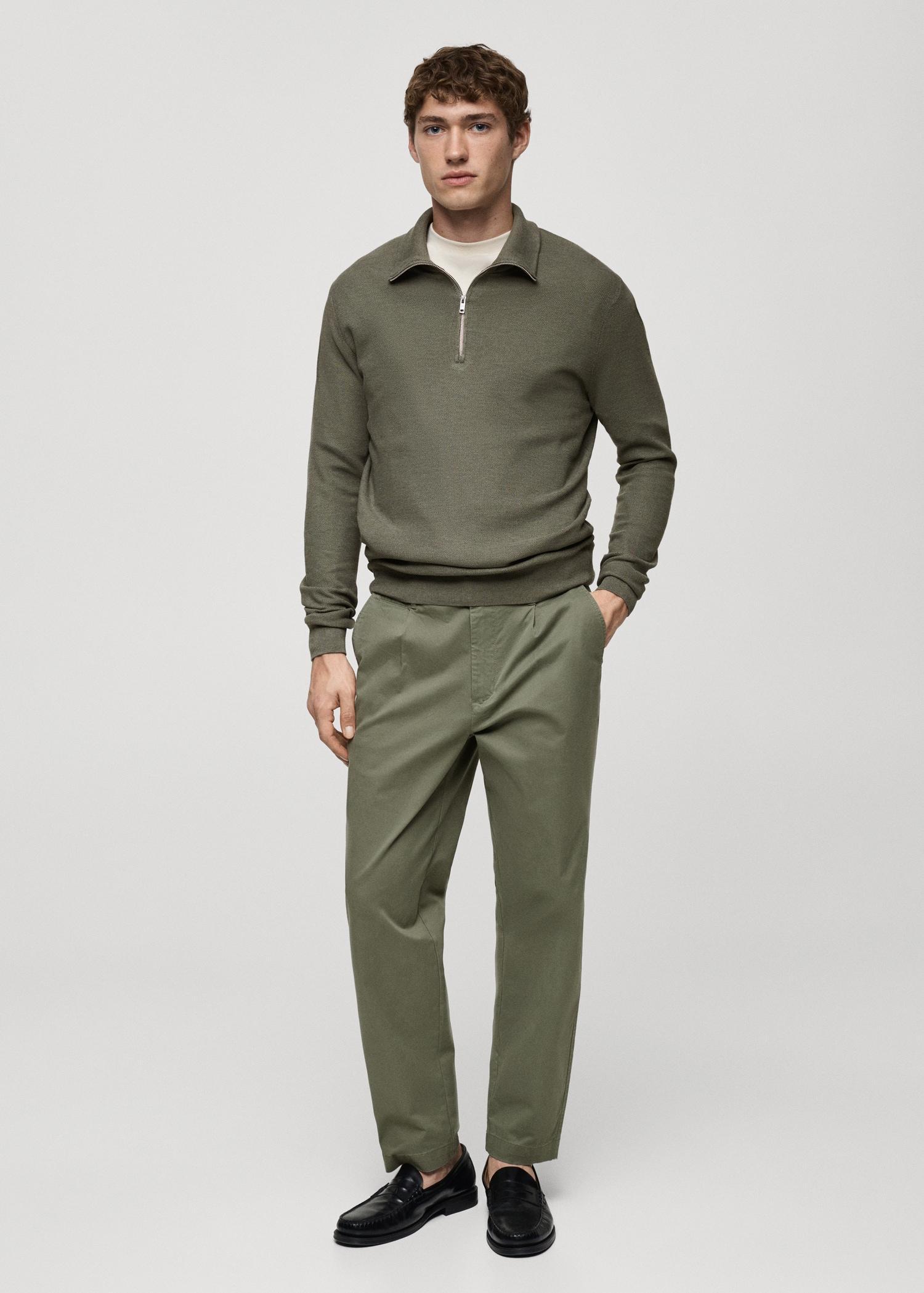 Microstructure sweater with zipper collar - Men | MANGO USA Product Image