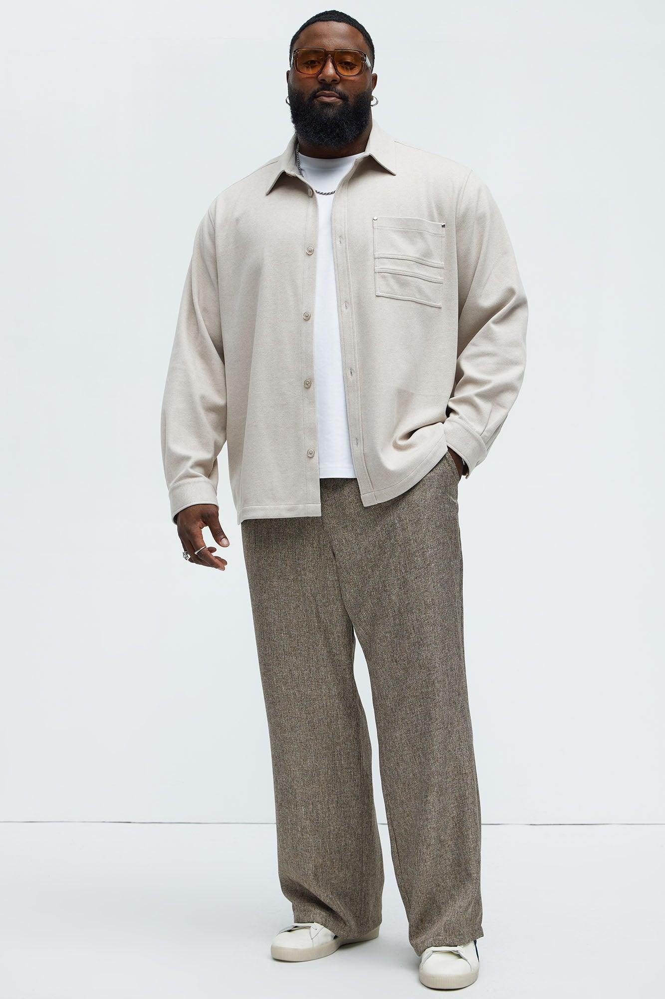 Fargo Wool Like Button Up Shirt - Tan Product Image