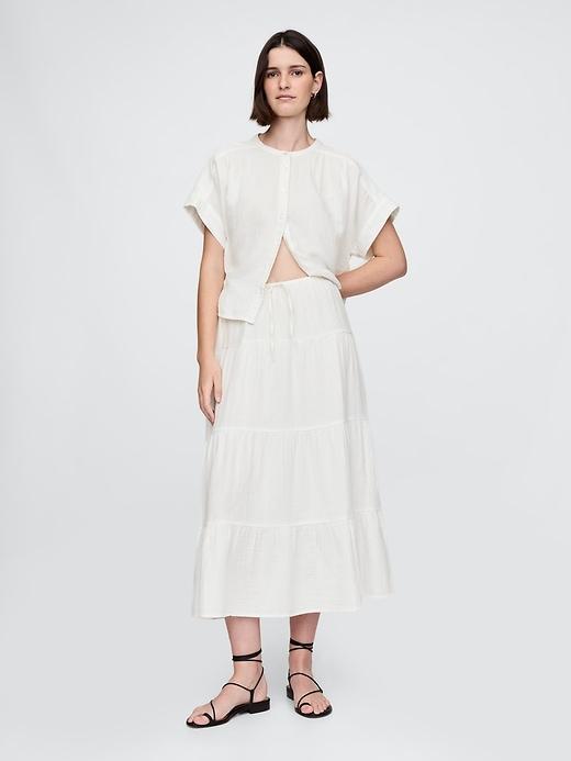 Cotton Gauze Tiered Maxi Skirt Product Image