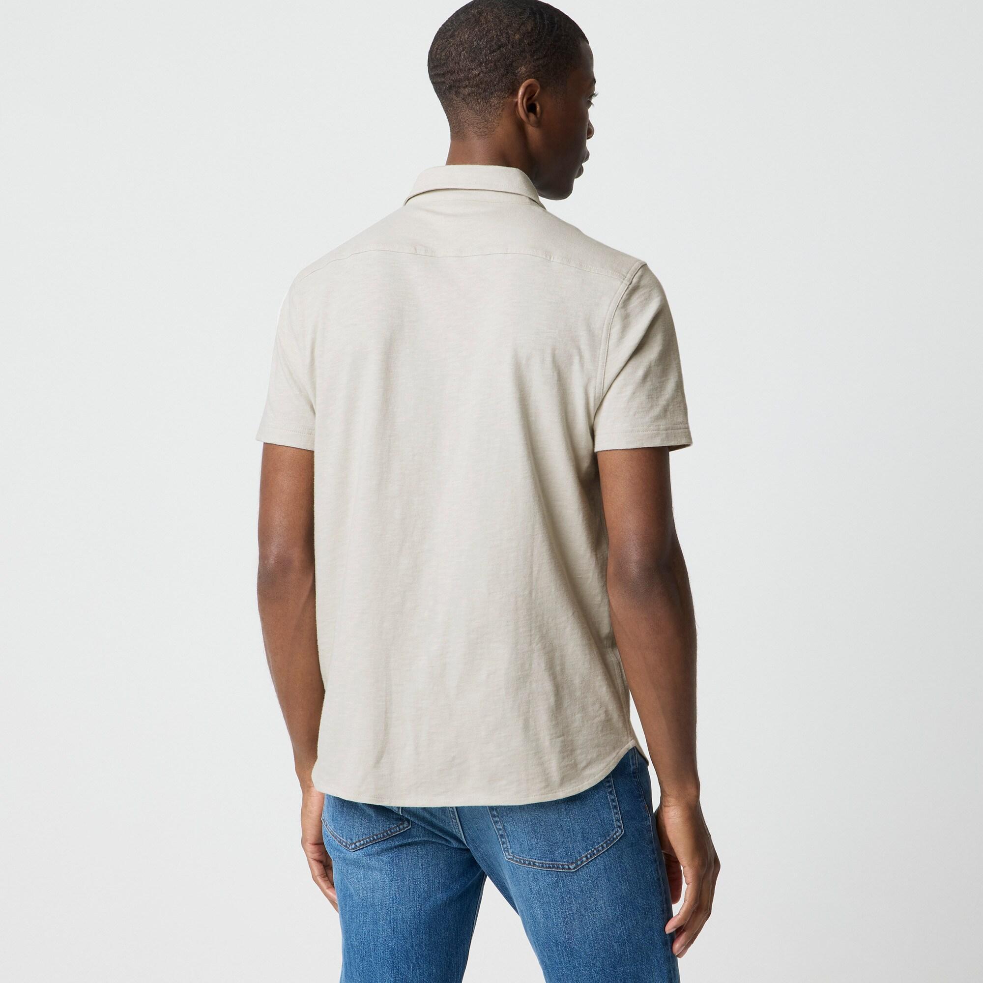 Short-sleeve knit button-down shirt Product Image