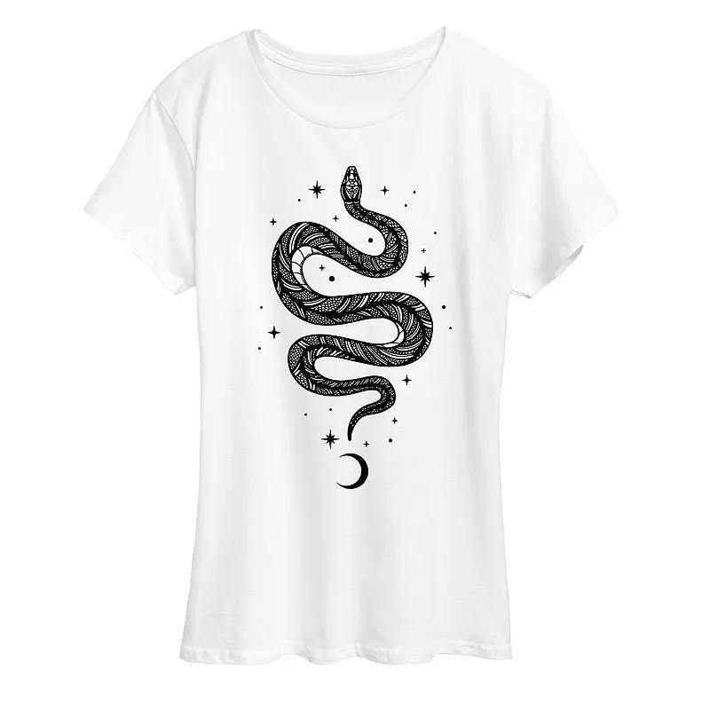 Women's Celestial Snake Graphic Tee, Size: Small, White Product Image