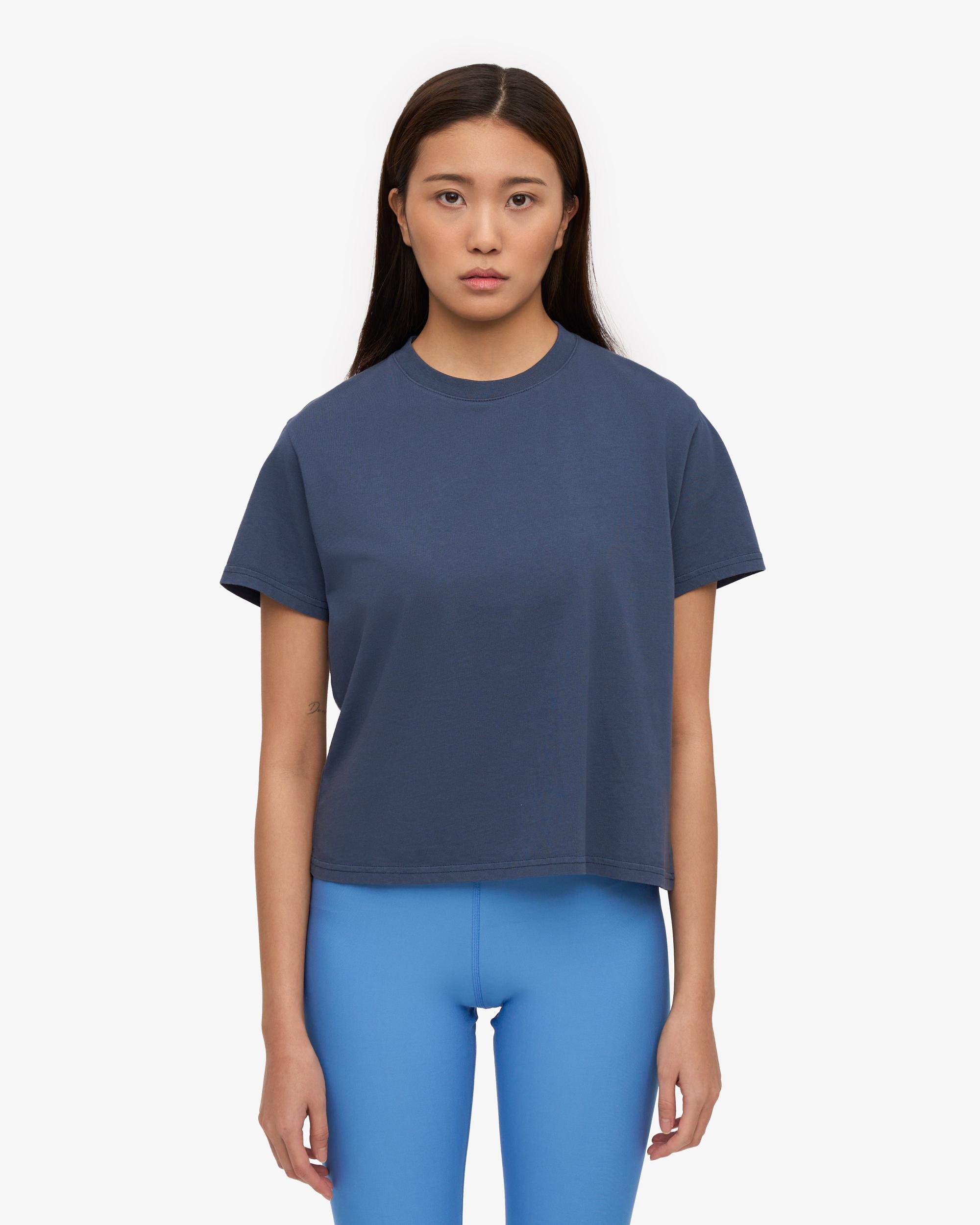 Organic Boxy Crop Tee - Petrol Blue Product Image
