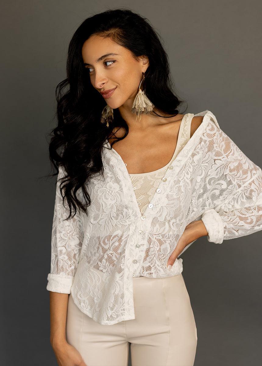 Caeley Top in Cream Product Image