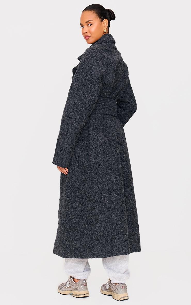Dark Grey Wool Look Belted Maxi Coat Product Image