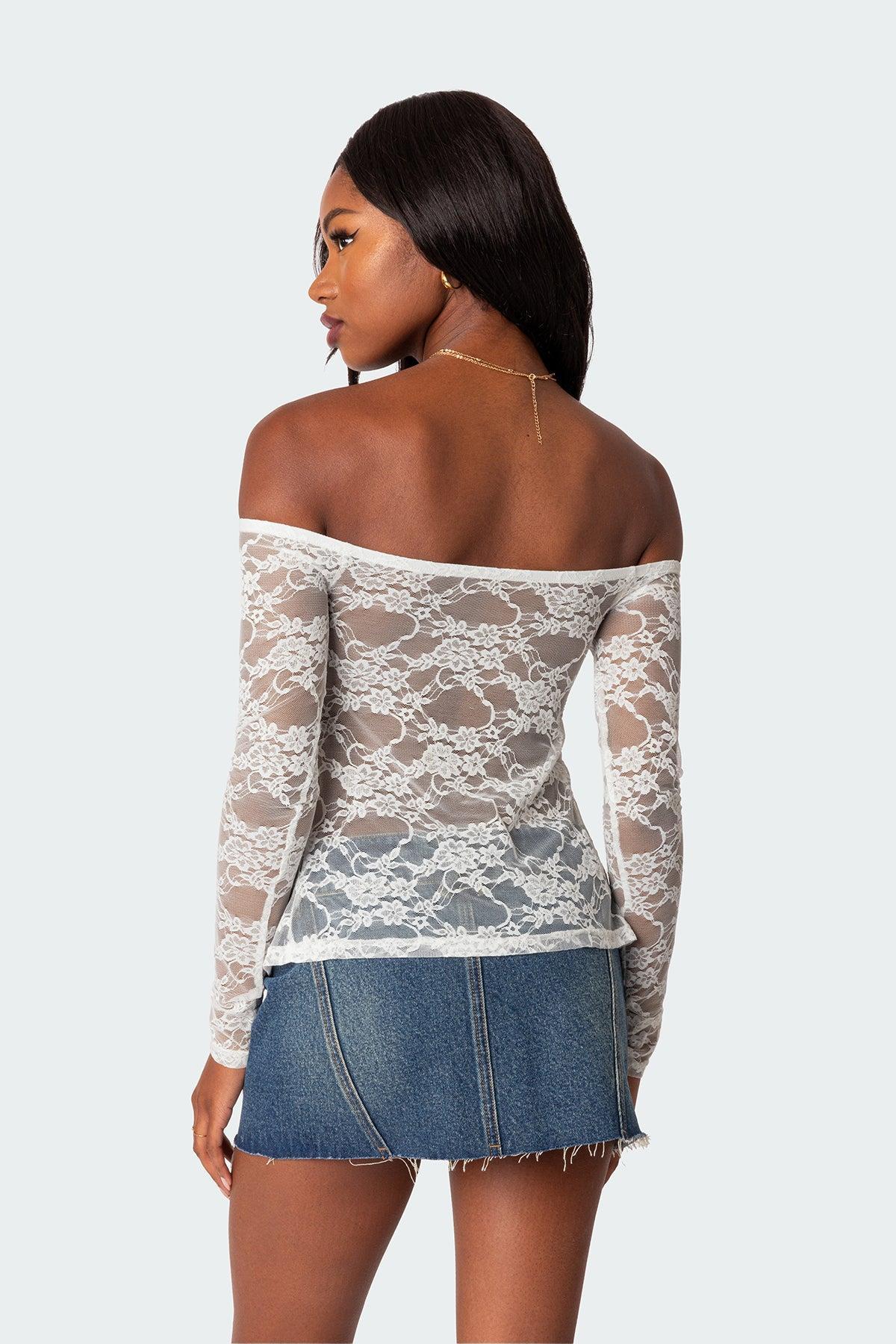 Odessa Split Front Sheer Lace Top Product Image