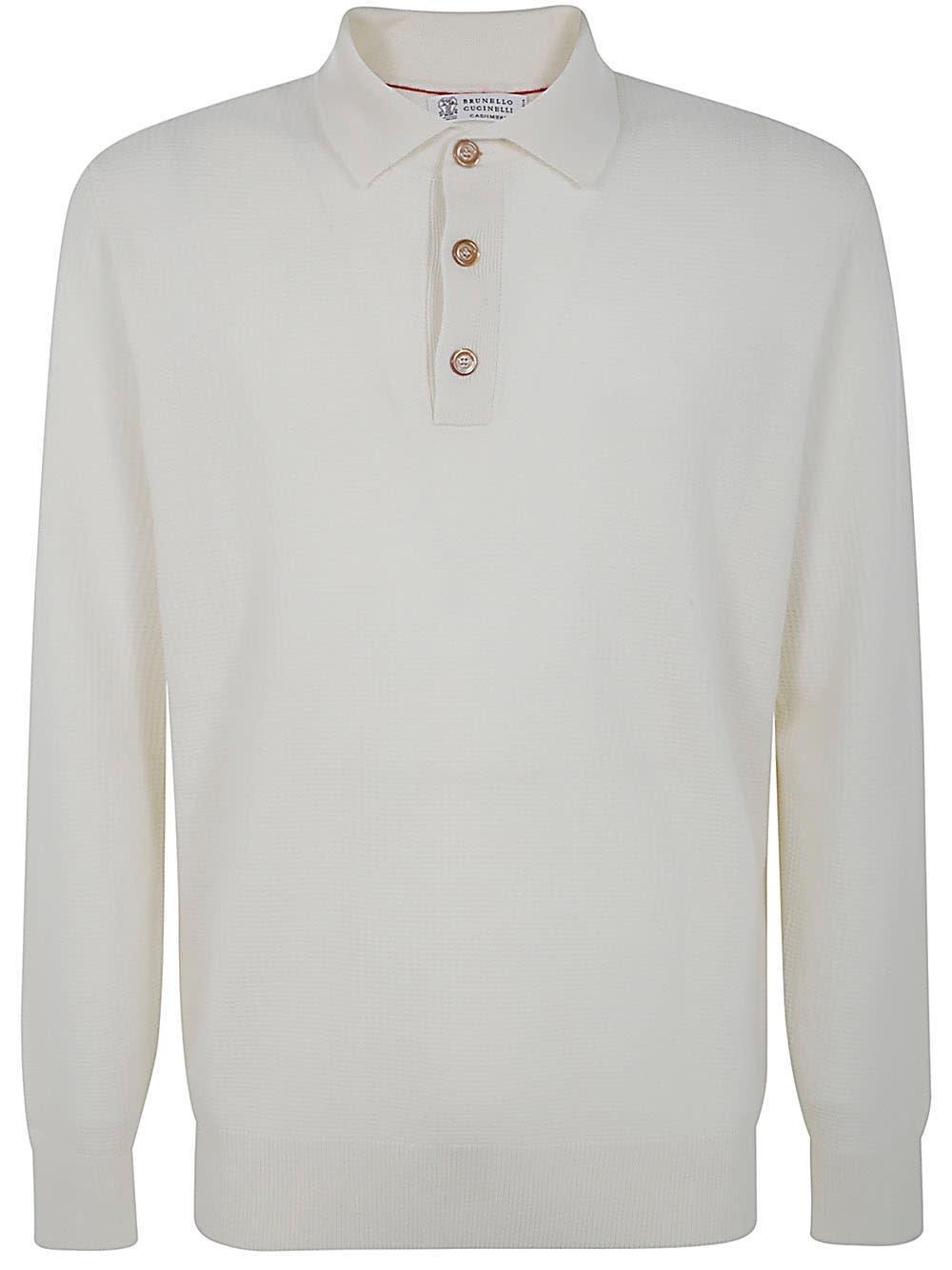 BRUNELLO CUCINELLI Long Sleeves Polo With Bottoms In White Product Image