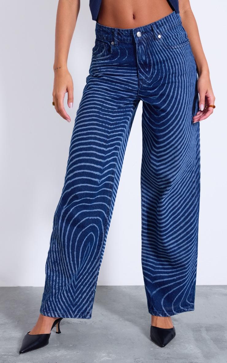 Indigo Lazer Swirl Print Jeans Product Image