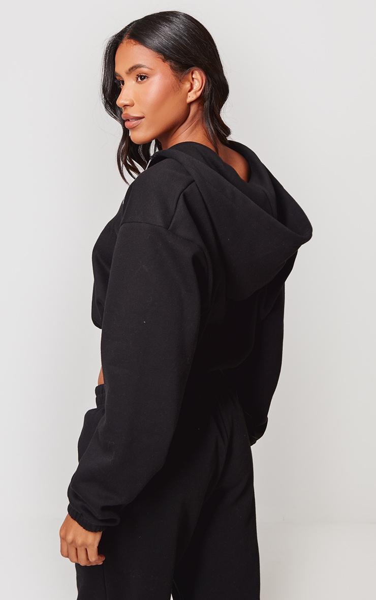 PRETTYLITTLETHING Black Elasticated Hem Zip Up Hoodie Product Image