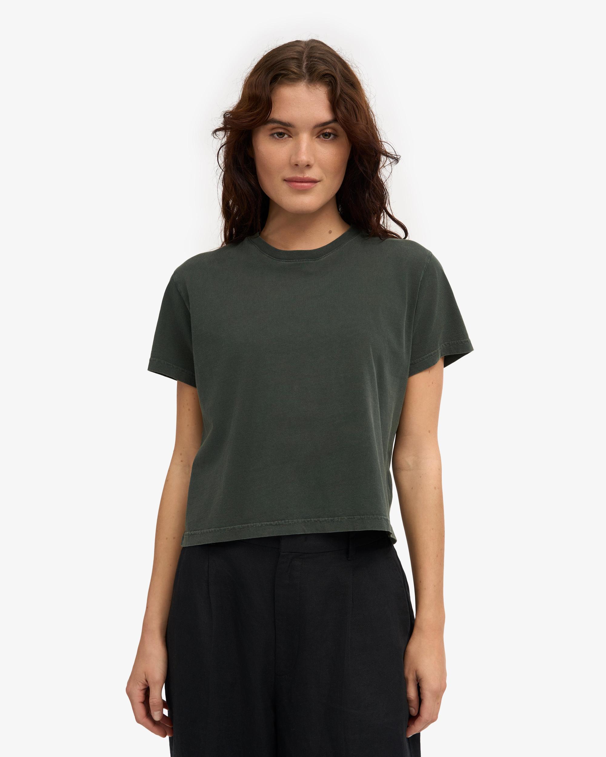 Organic Boxy Crop Tee - Petrol Blue Product Image