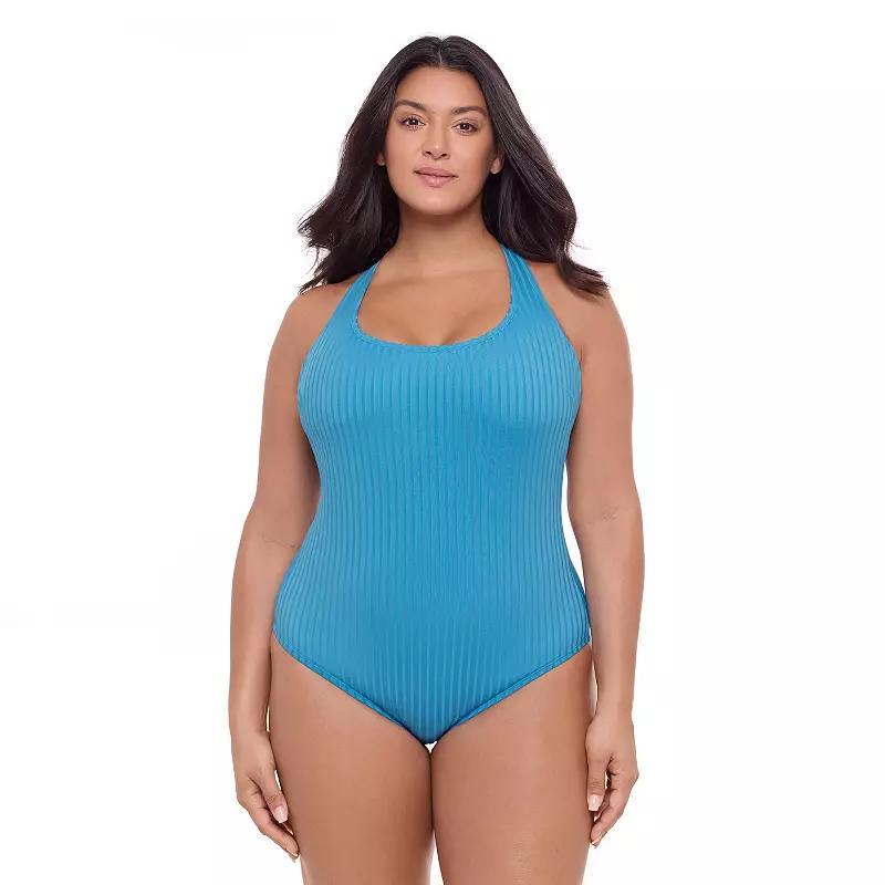 Womens S3 Swim Sculpting Ribbed Scoopneck Crossback One Piece Swimsuit, Womens Product Image