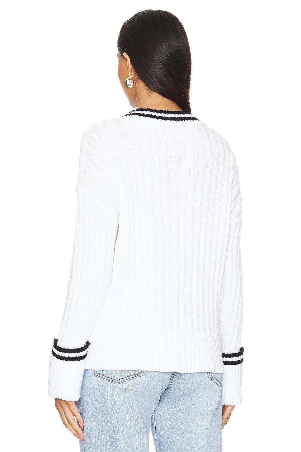 Lovers and Friends Danil V Neck Sweater in White & Black Product Image