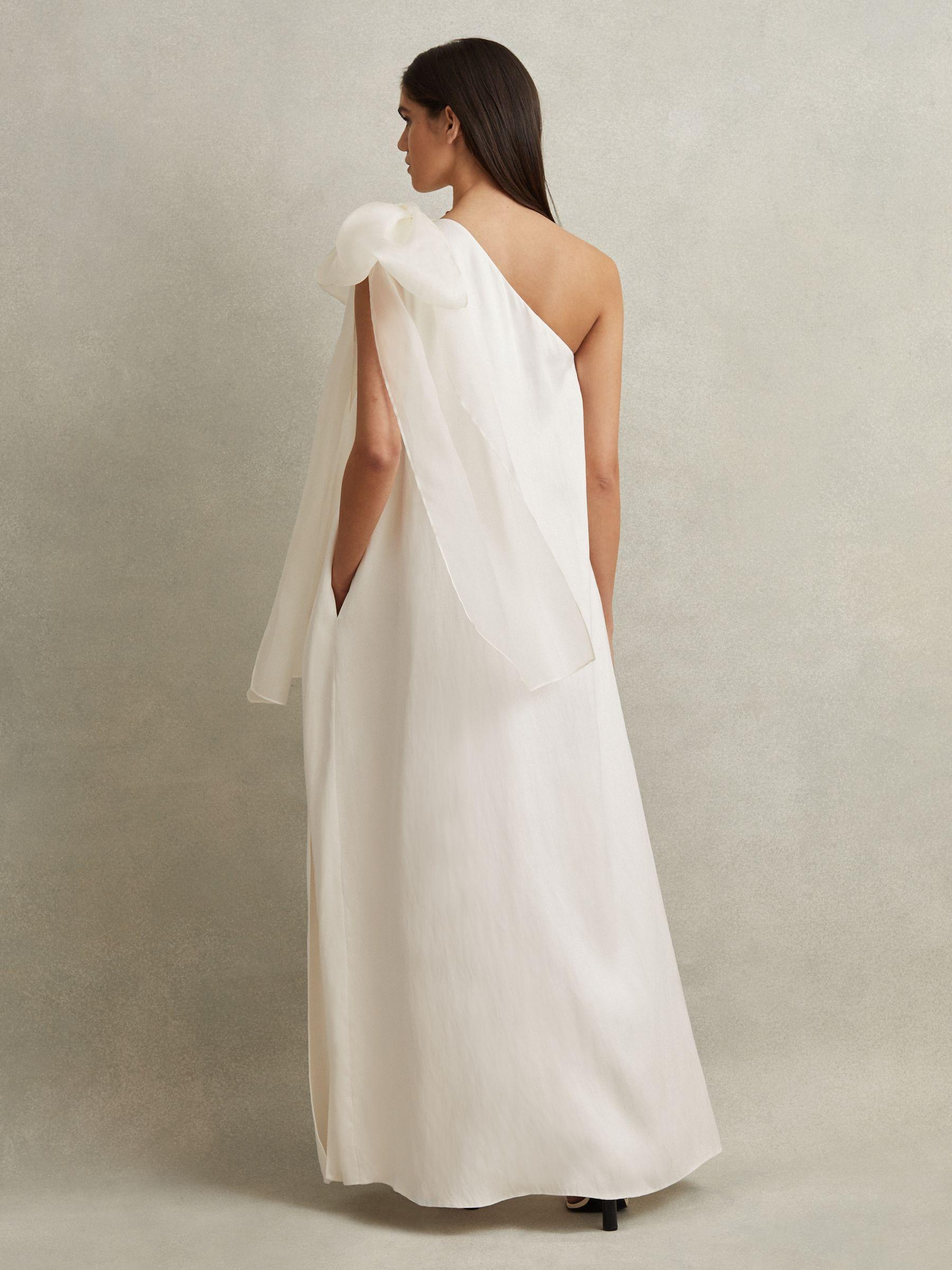 One-Shoulder Bow Maxi Dress in Ivory Product Image