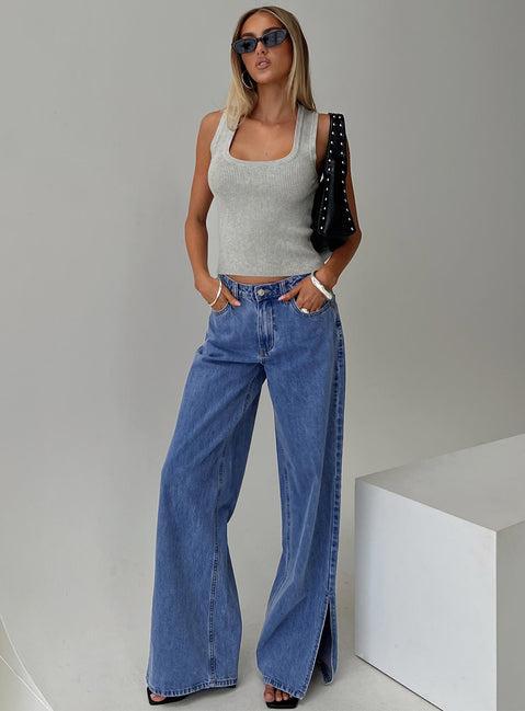 Issues Knit Top Grey Product Image