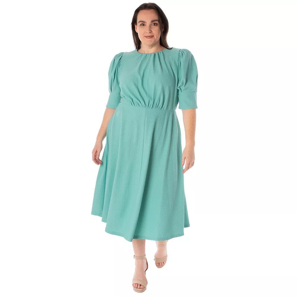 Plus Size Bleecker 126 Textured Knit Fit & Flare Midi Dress, Women's, Size: 20 W, Blue Product Image