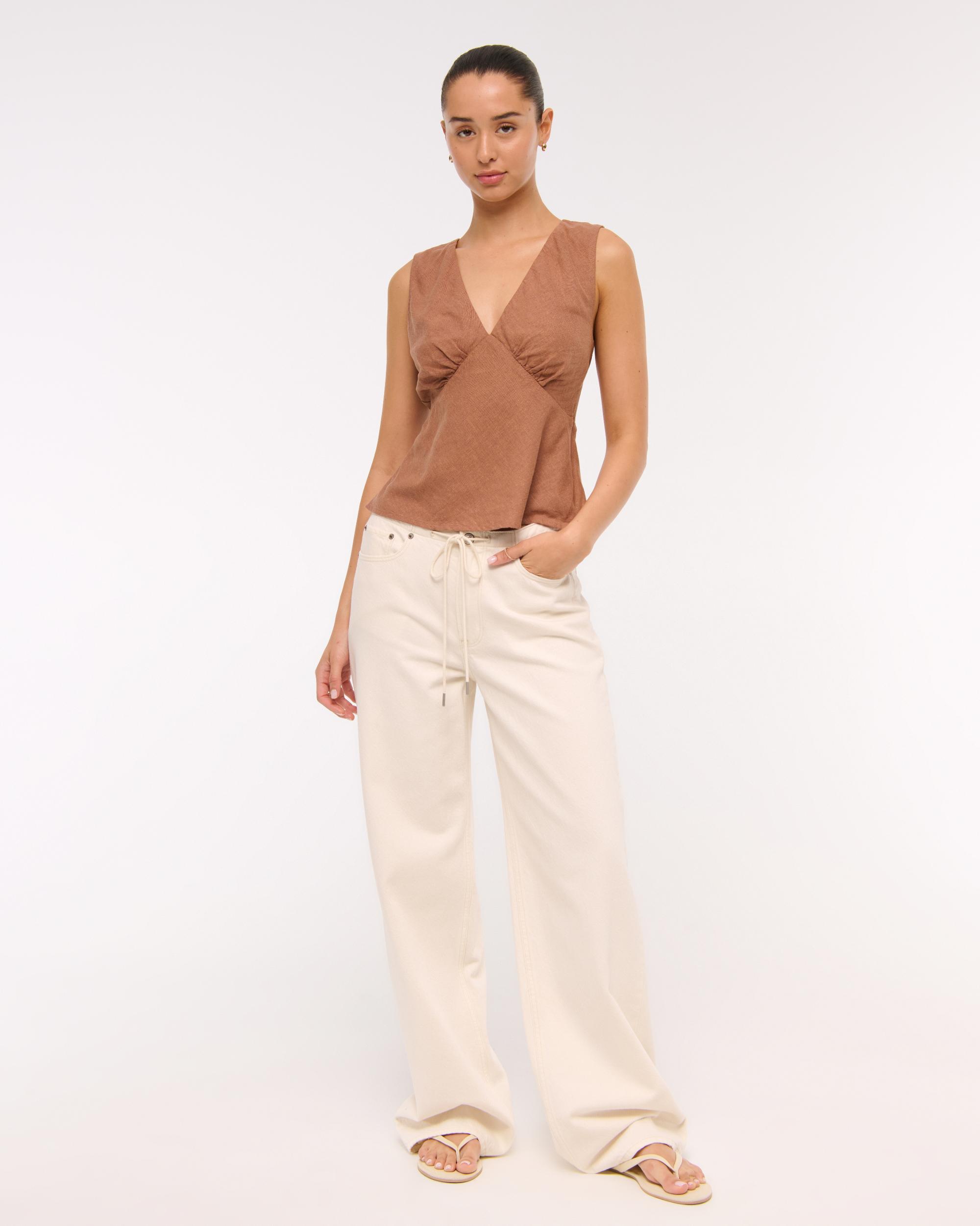  Linen-Blend Tie-Back Set Top Product Image