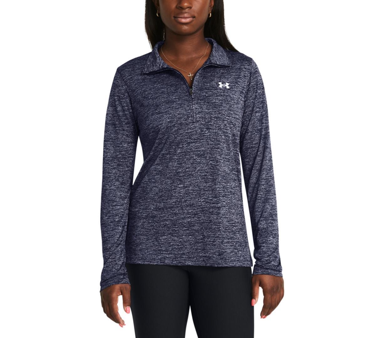 Under Armour Womens Twist Tech Quarter-Zip Logo Top - Halo Gray / Product Image