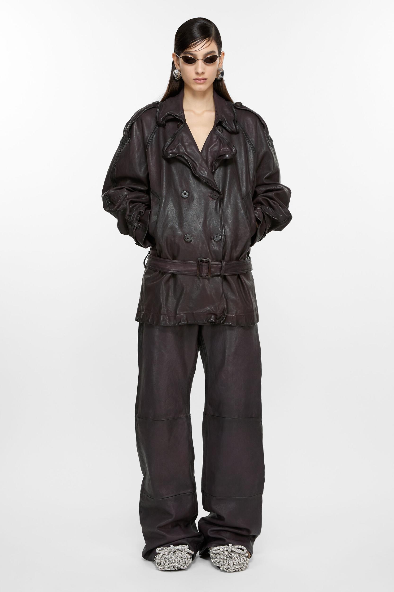 Belted leather jacket Product Image