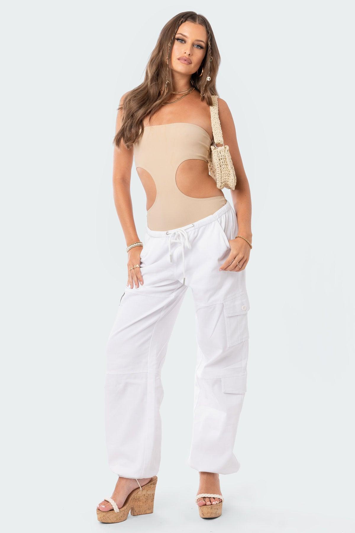 Vivie Ribbed Cut-Out Bodysuit Product Image