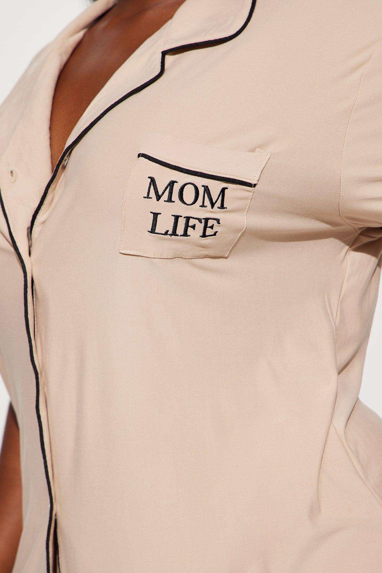 Mom Life PJ Short Set - Tan Product Image