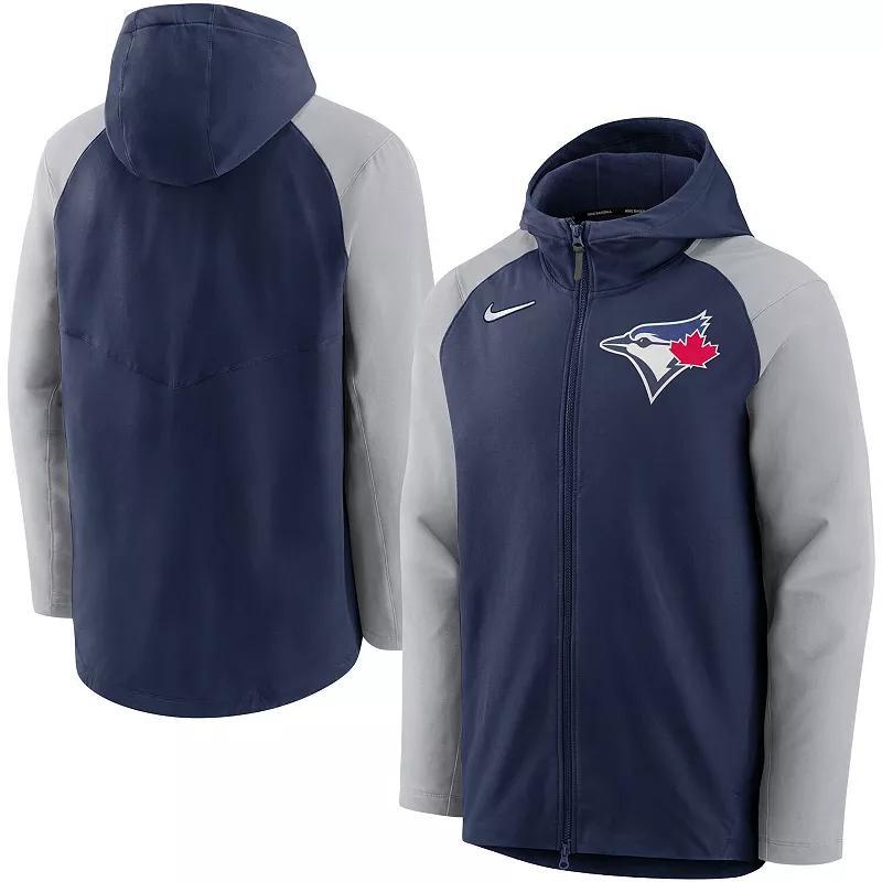 Mens Nike Navy/Gray Toronto Blue Jays Authentic Collection Performance Raglan Full-Zip Hoodie Jay Blue Product Image