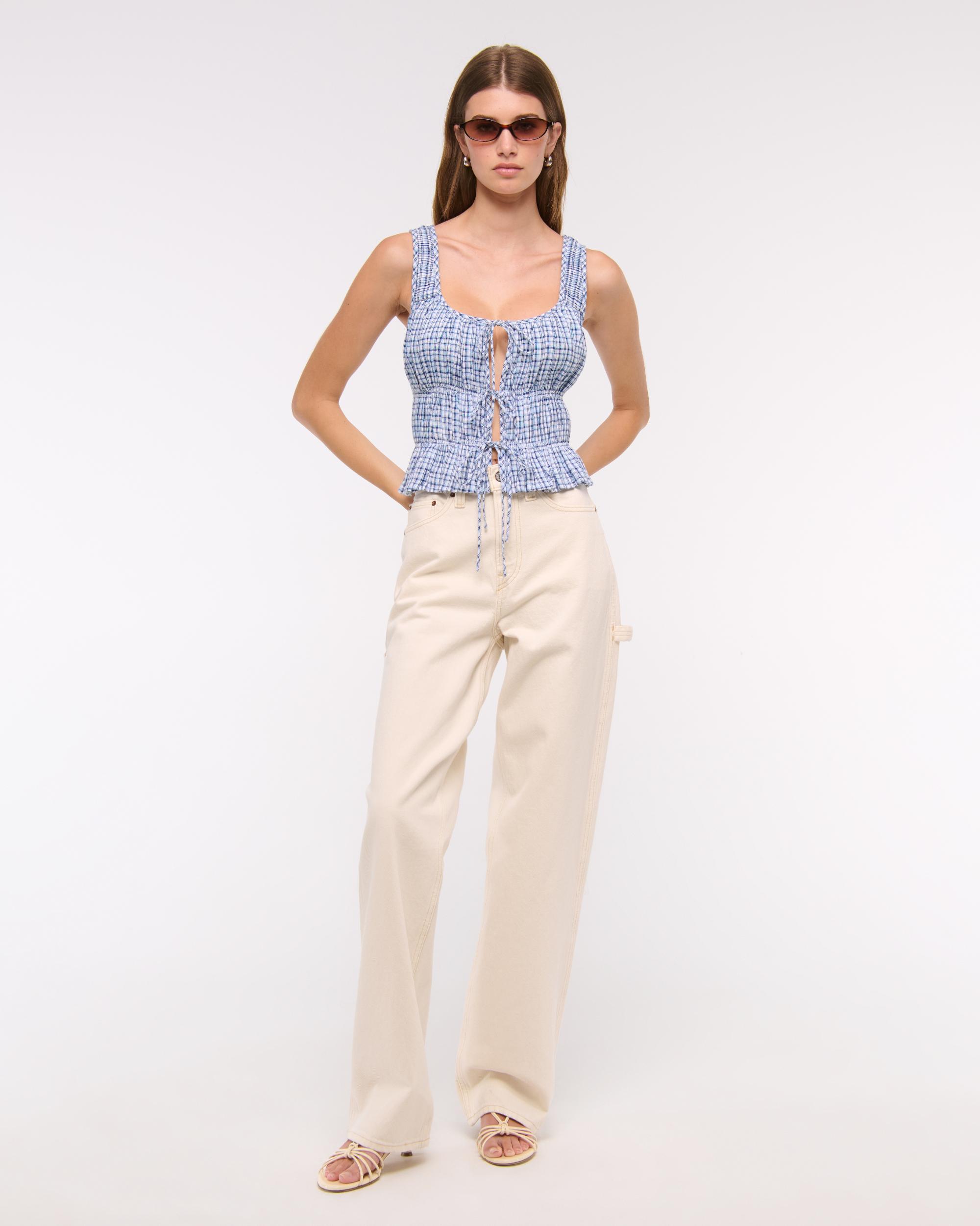 Ruched Tie-Front Top Product Image