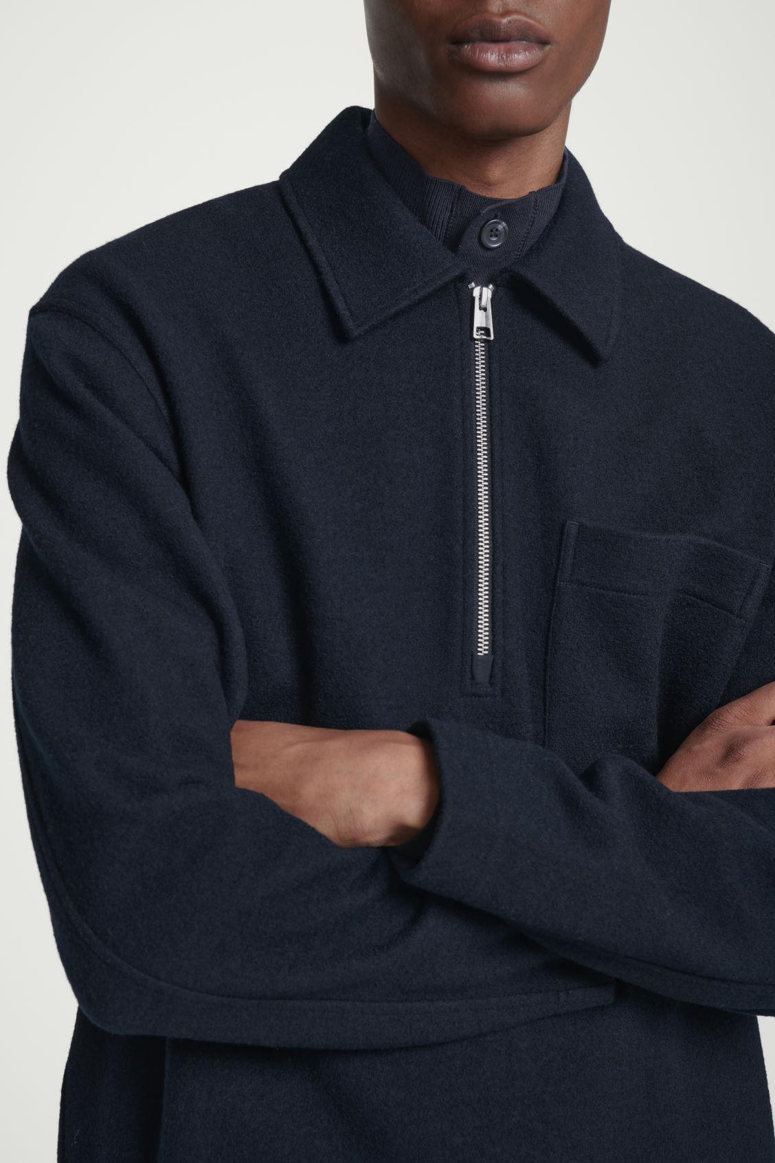 HALF-ZIP BOILED-WOOL SWEATER Product Image