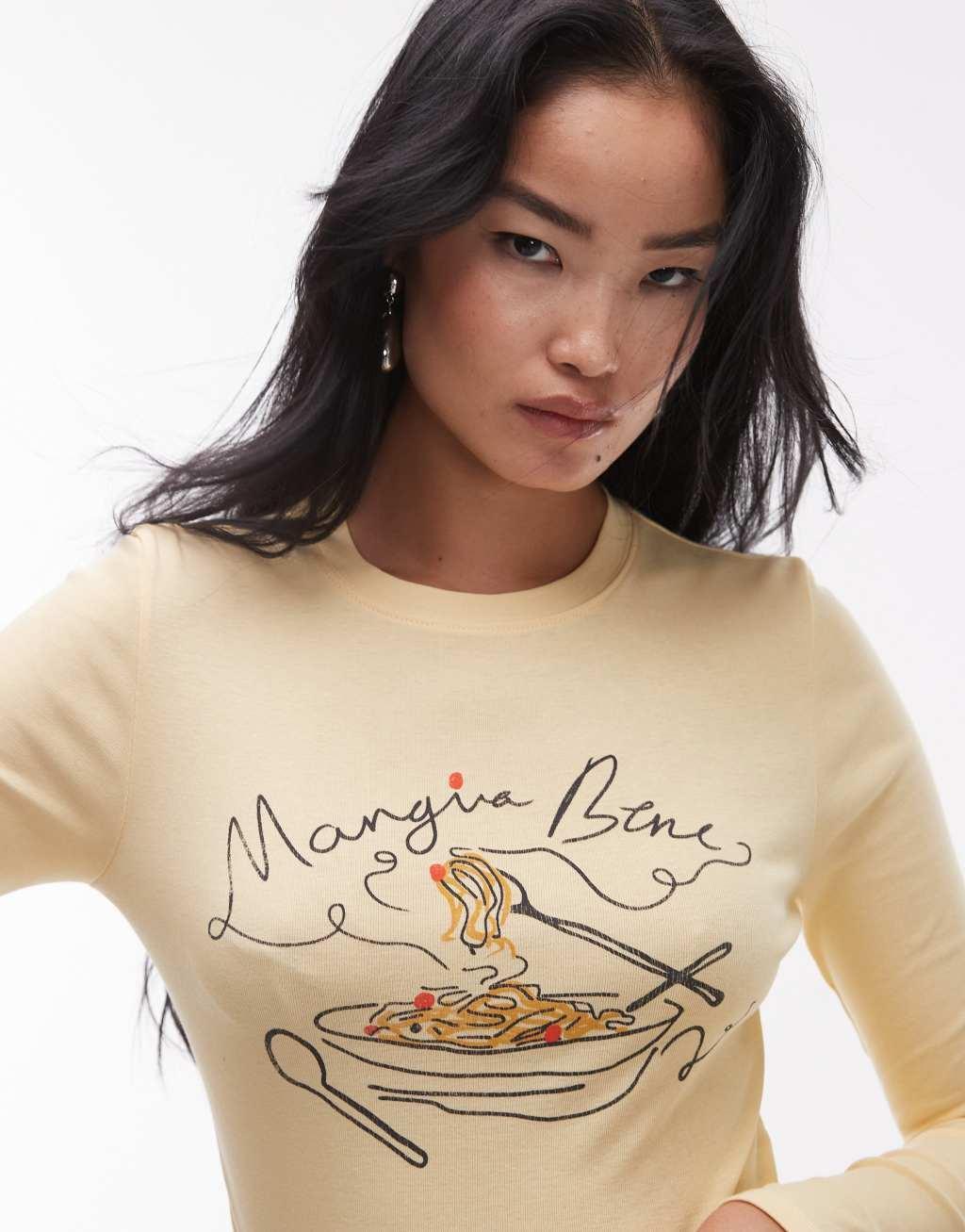 Topshop graphic pasta long sleeve top Product Image