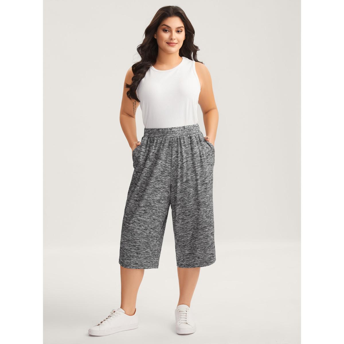 Plus Size Stretchy Straight Leg Cropped Pants Women DimGray Leisure Straight Leg Mid Rise Casual Pants BloomChic 30/6X Product Image