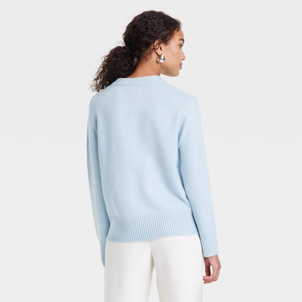 Women's Crewneck Pullover Sweater - A New Day™ Light Blue L Product Image