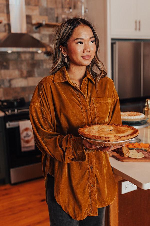 Pure Heart Velvet Button Up In Mustard Product Image