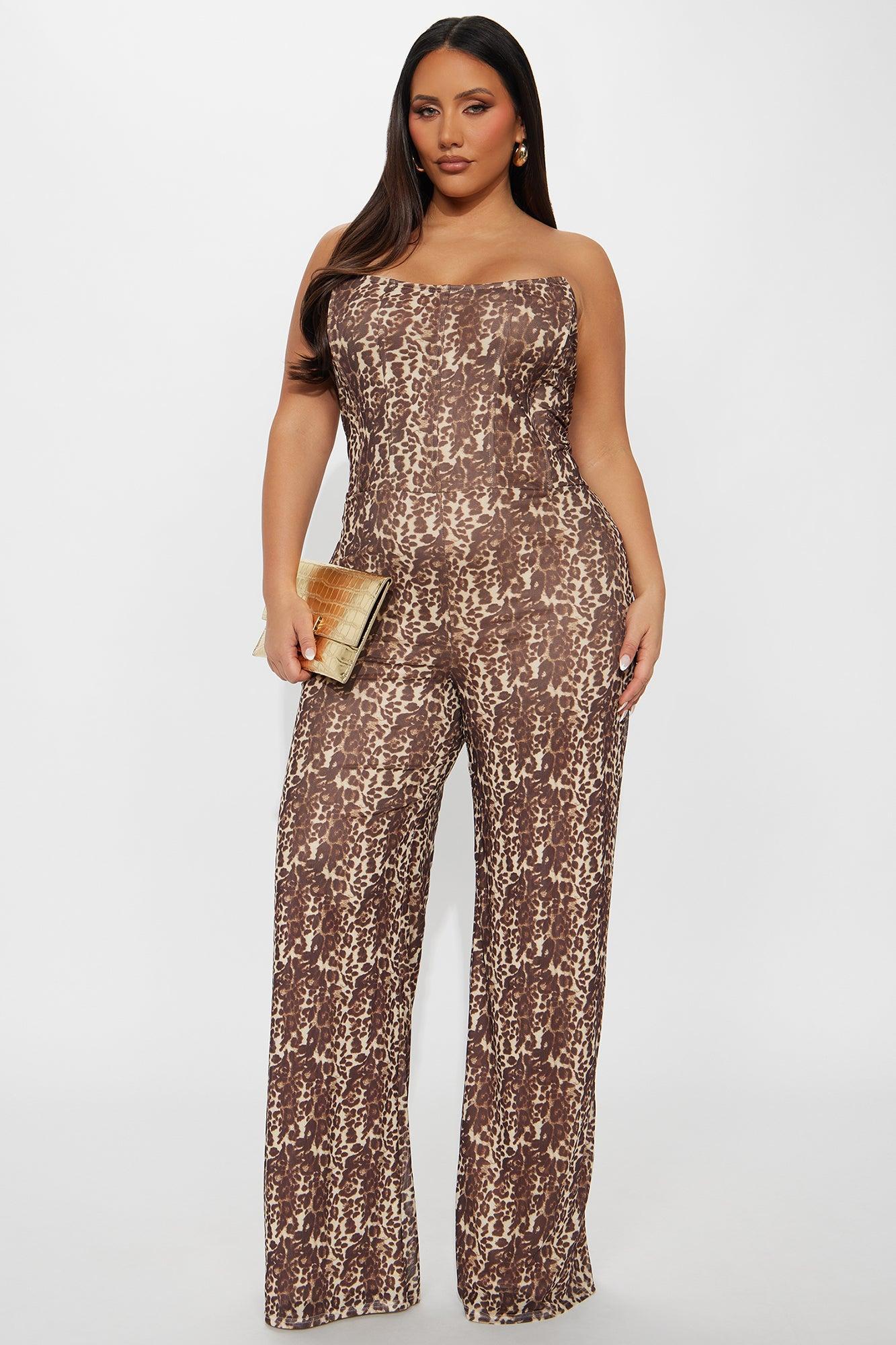 Leveling Up Leopard Print Corset Jumpsuit - Leopard Female Product Image
