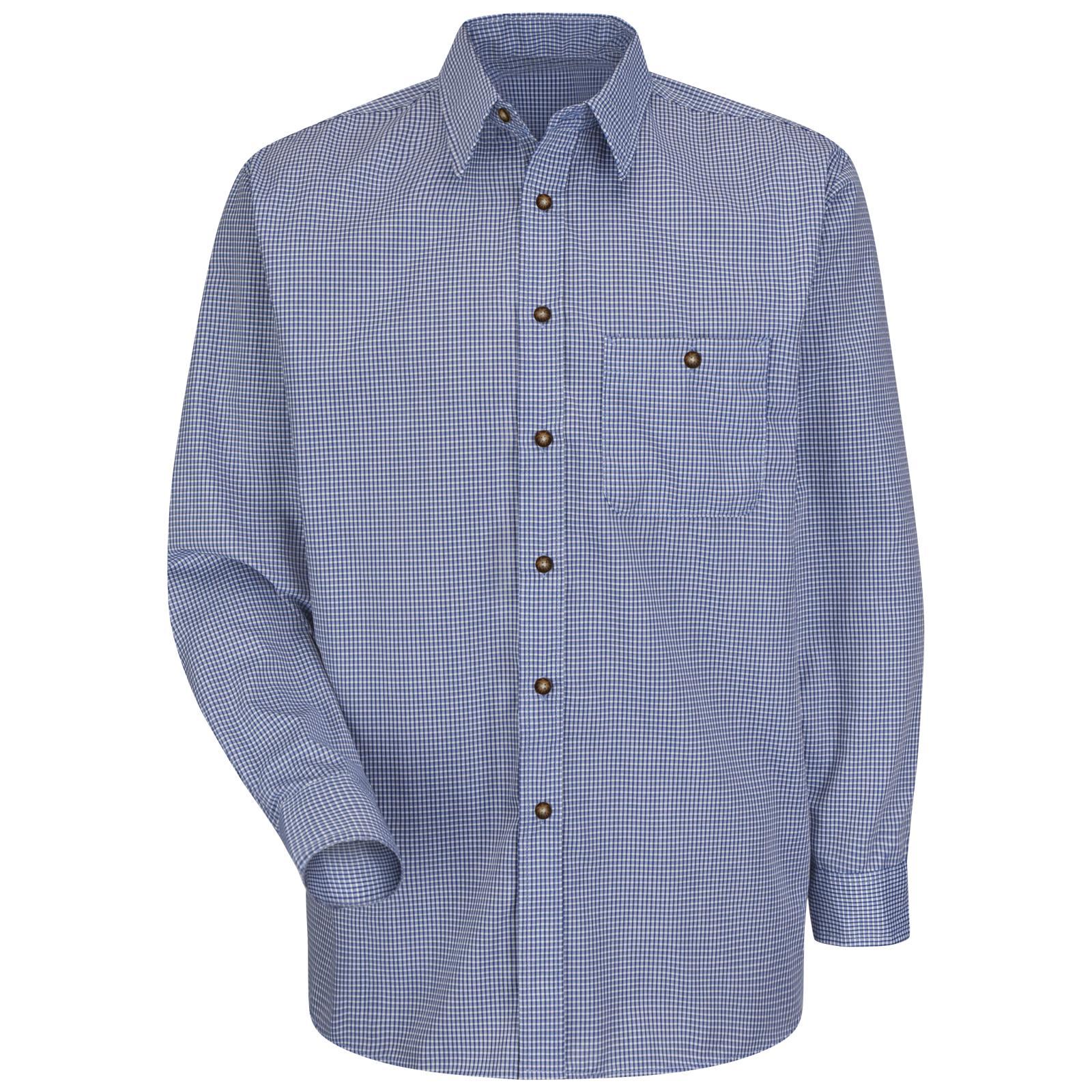 Men's Long Sleeve Mini-Plaid Uniform Shirt Product Image