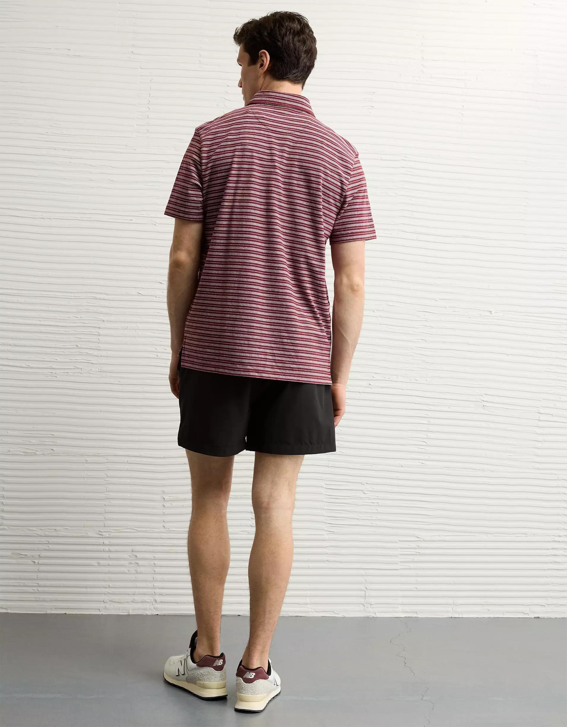 AE 24/7 Club Logo Striped Polo Shirt Product Image