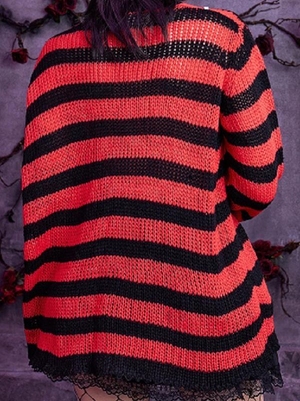 Stripe Cutout Smock Long Sleeve Knit Product Image