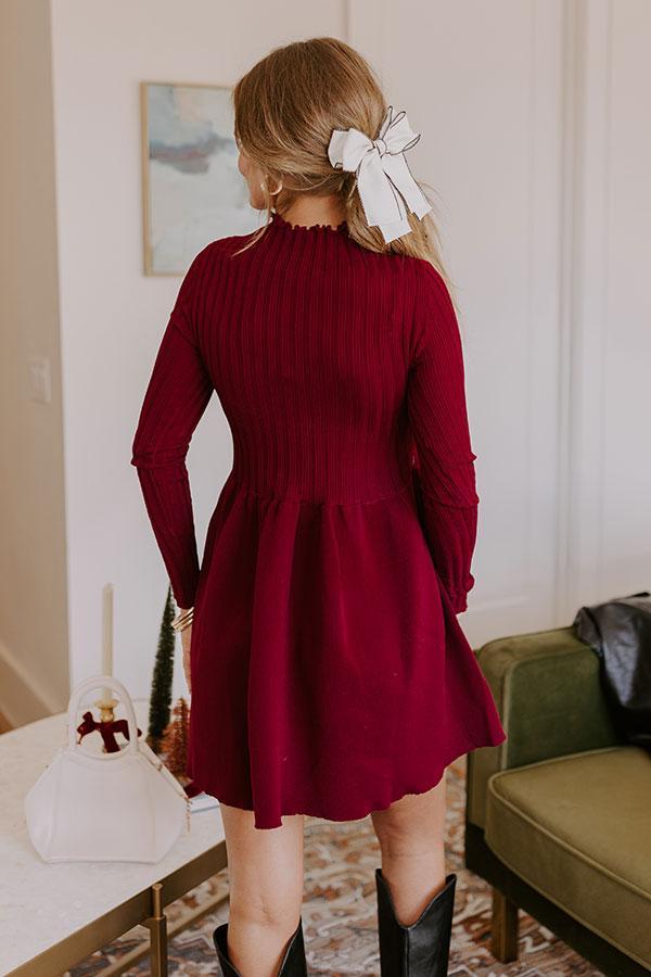 Vineyard Dreaming Knit Mini Dress in Wine Product Image