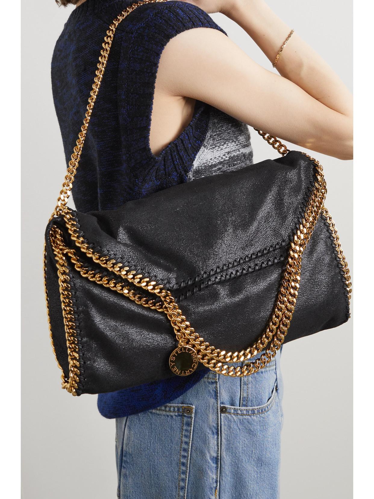 STELLA MCCARTNEY The Falabella Mini Faux Brushed-leather Shoulder Bag In Black Product Image