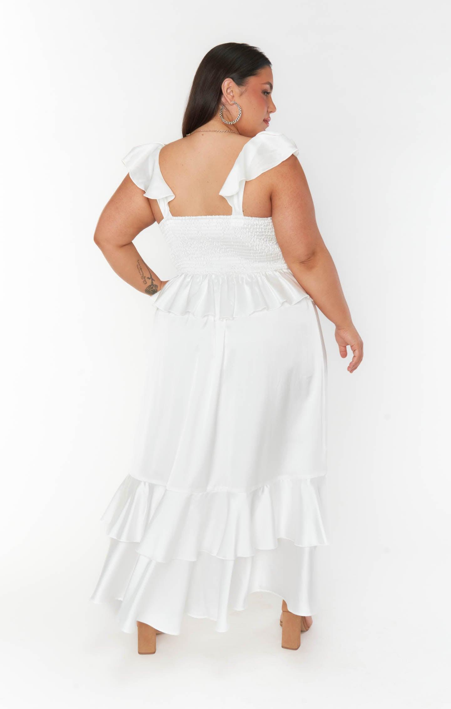 Reese Ruffle Dress ~ Ivory Luxe Satin Product Image