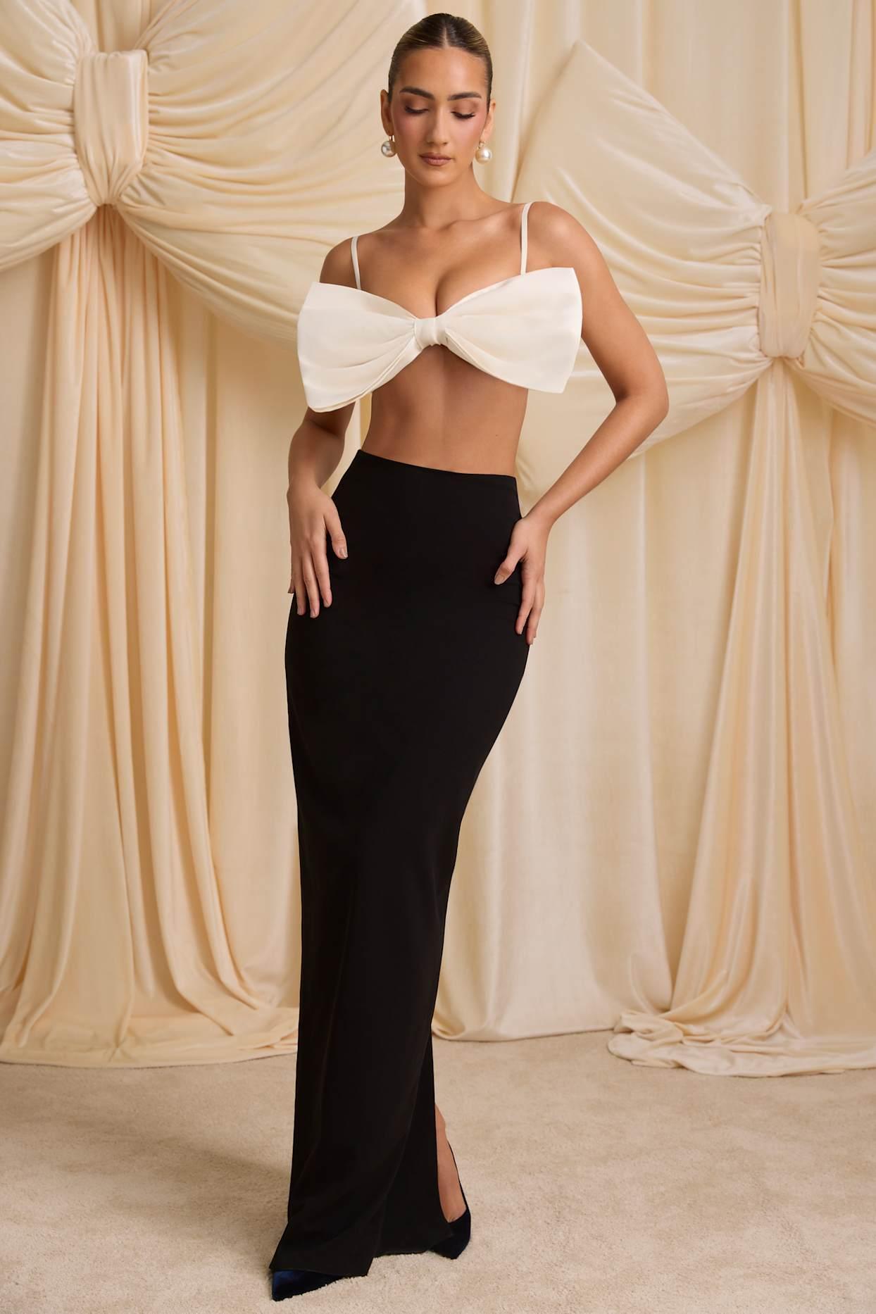 Strapless Bow Crop Top in Ivory Product Image