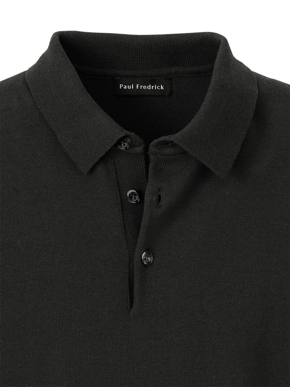 Supima Cotton Three Button Polo - Black Product Image