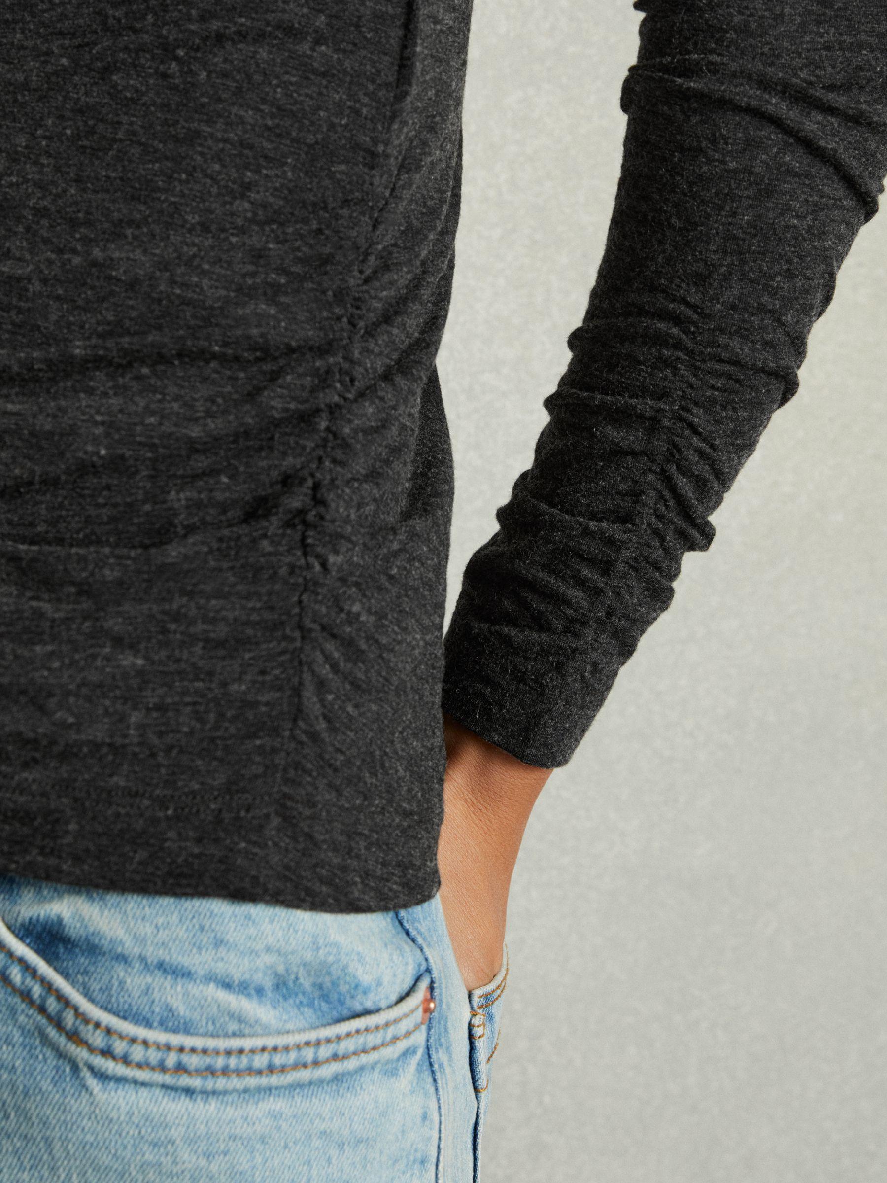 Ruched Jersey Top with Wool in Black Product Image