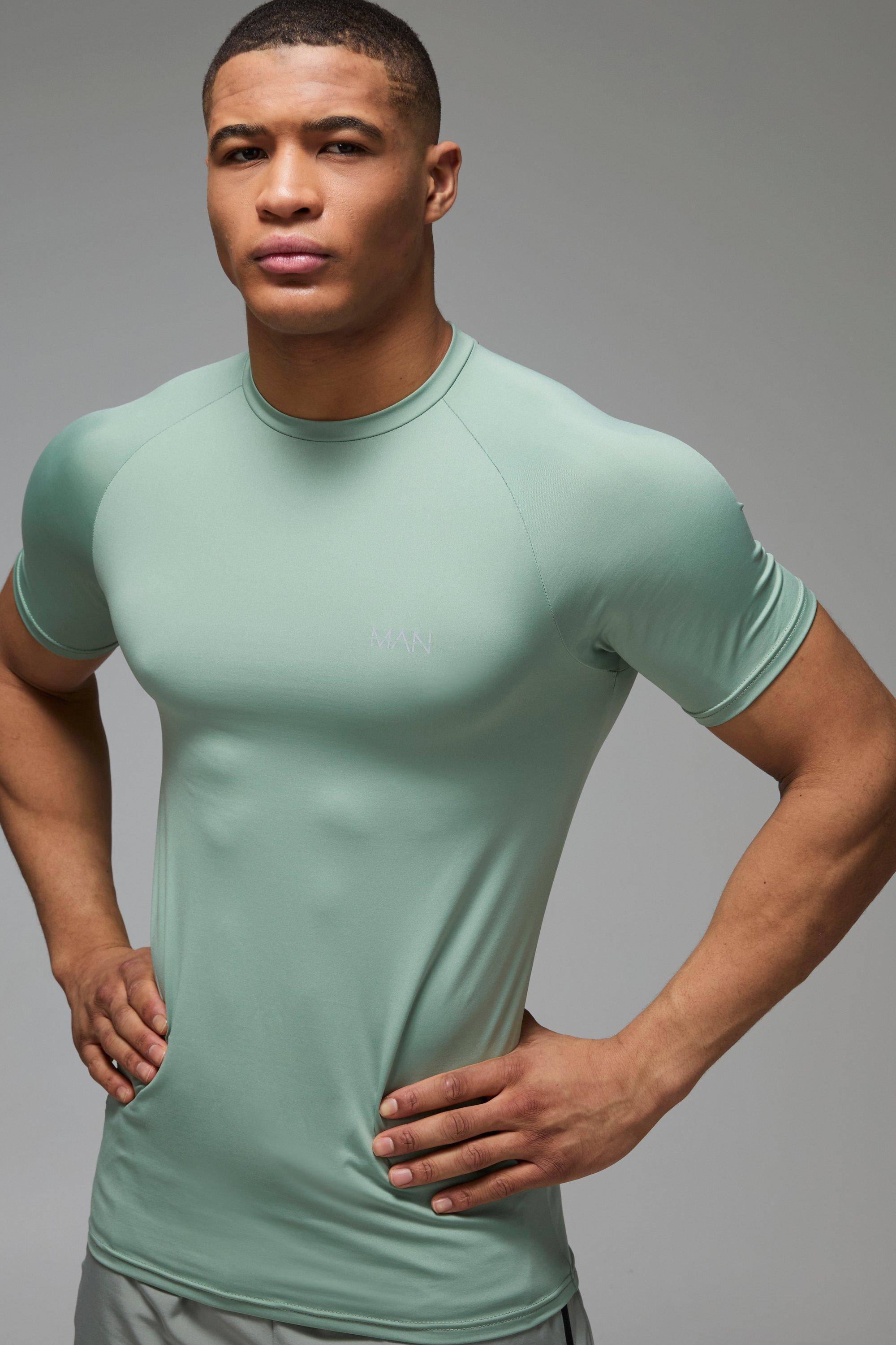 Mens Man Active Muscle Fit T-shirt - Green Product Image