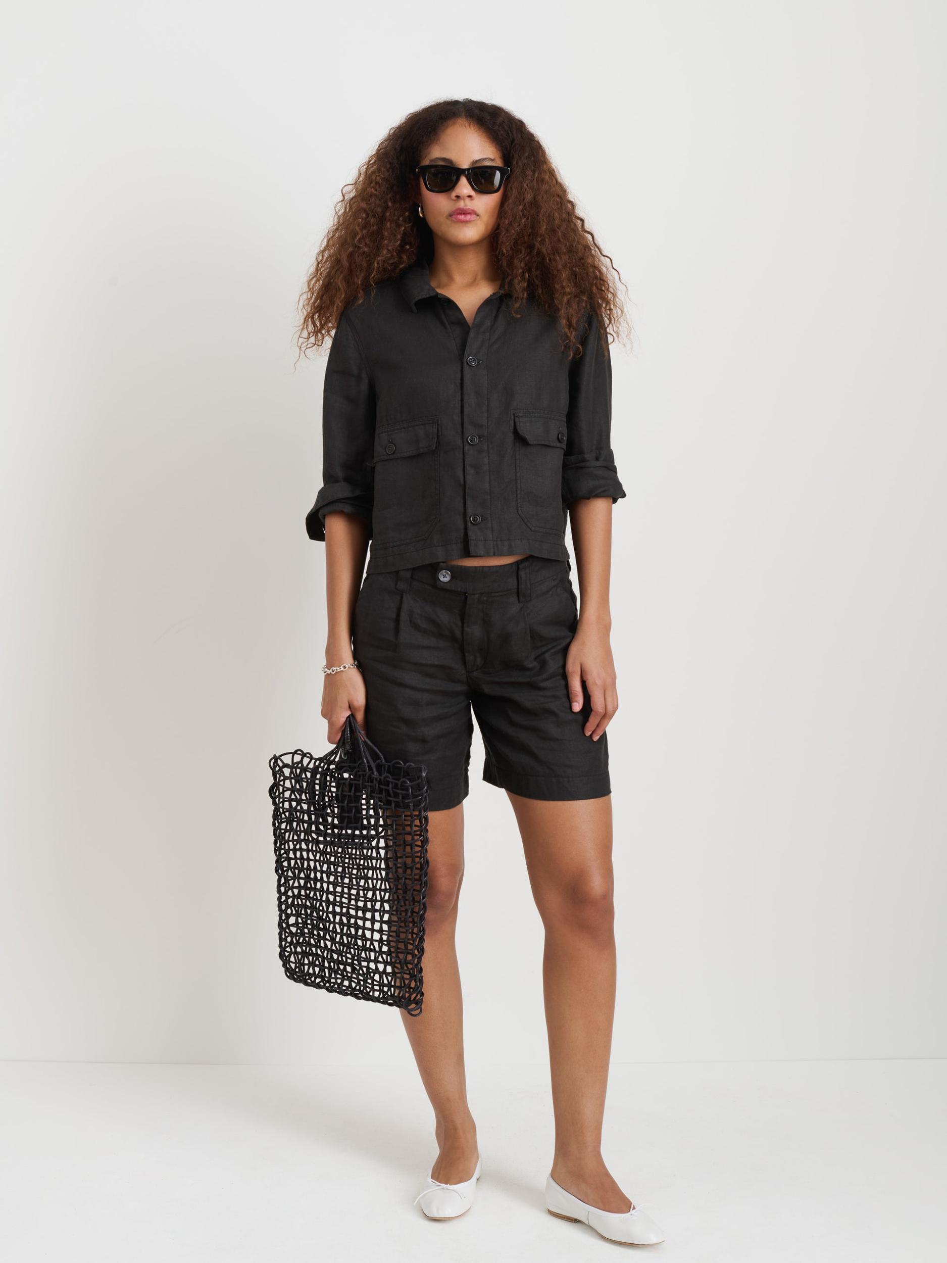 Cropped Work Jacket In Linen Product Image