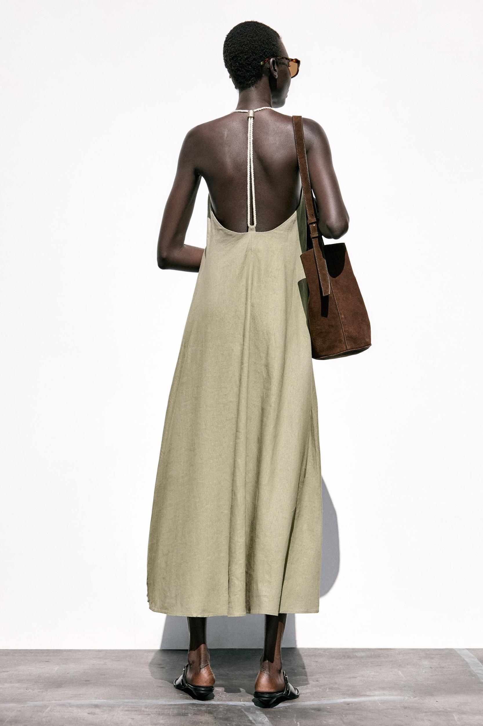 VOLUMINOUS LINEN MIDI DRESS Product Image